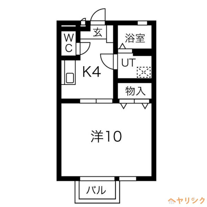 エミネンスA棟(1K/2階)の間取り写真