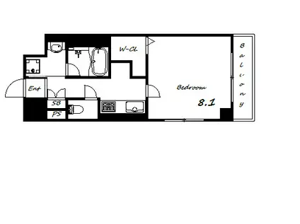 BLANC PUR(1K/8階)の間取り写真