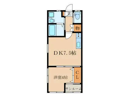 WIN-WIN大浦II(1DK/1階)の間取り写真