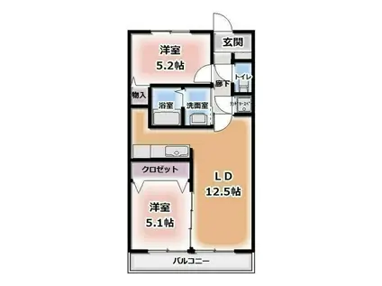 グランコートII(2LDK/2階)の間取り写真