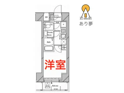 ラフィスタ横浜阪東橋II(1K/3階)の間取り写真