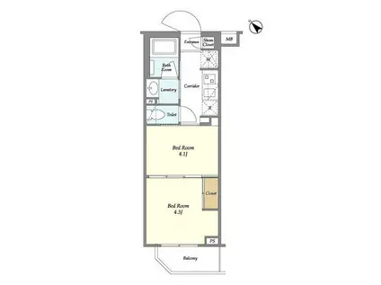 フレシア経堂(2K/1階)の間取り写真