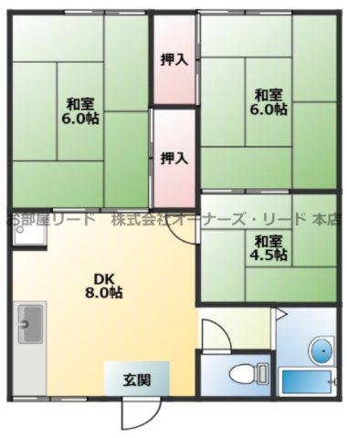 エクセレント翔II(2DK/1階)の間取り写真