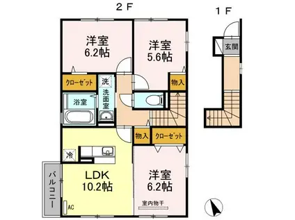 セジュールS(3LDK/2階)の間取り写真