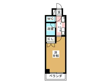 オランジェリーA(1K/3階)の間取り写真