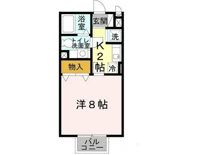 ヴェルドミール2(1K/1階)の間取り写真