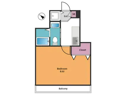 グランレーヴ(1K/2階)の間取り写真