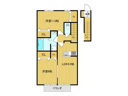 クレストギャラリー(2LDK/2階)の間取り写真