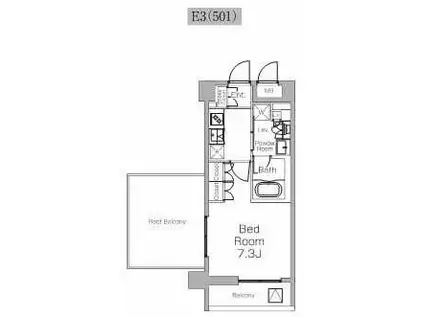 プラウドフラット三軒茶屋II(1K/5階)の間取り写真