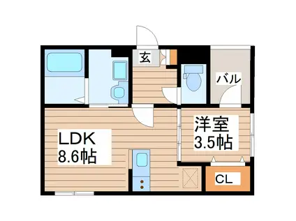 ソレイユ薬師堂(1LDK/1階)の間取り写真