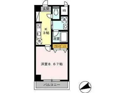 ジオステージ東山(1K/3階)の間取り写真