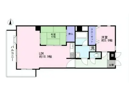 ニューウェルテラス生田(2LDK/6階)の間取り写真