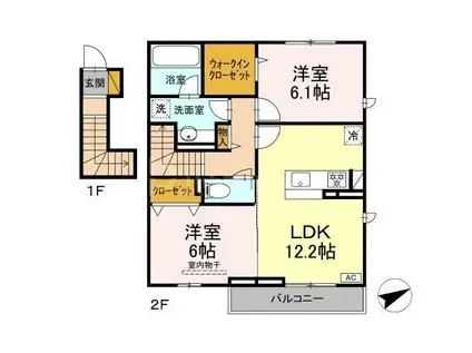 せざんぬ(2LDK/2階)の間取り写真