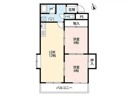 相生アパートメント(2LDK/3階)の間取り写真