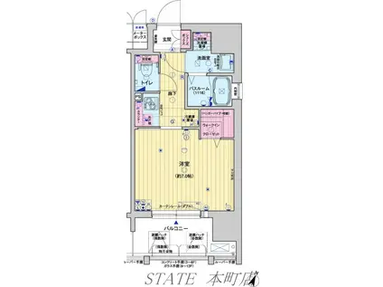 レオンヴァリエ大阪ベイシティII(1K/9階)の間取り写真