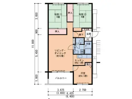 UR芦屋浜 4-1号棟(3LDK/19階)の間取り写真