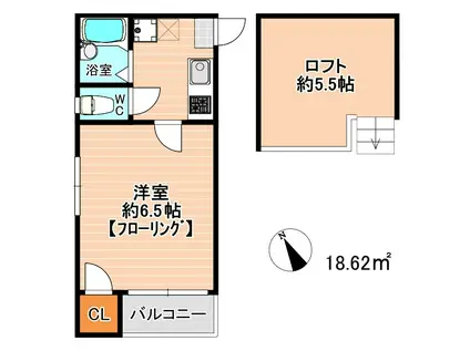 プリエール(1K/1階)の間取り写真