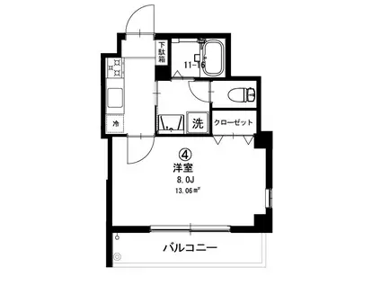 志幸65モクレン(1K/3階)の間取り写真