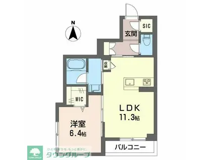 フェリーチェ南通町(1LDK/2階)の間取り写真
