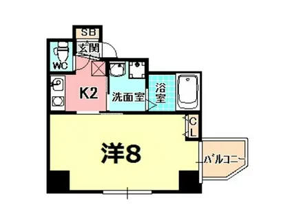 ベルエアー塚本(1K/2階)の間取り写真