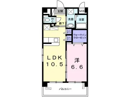 LEGACYみどり町(1LDK/2階)の間取り写真