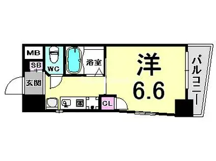 エステムコート神戸ハーバーランド前II(1K/9階)の間取り写真