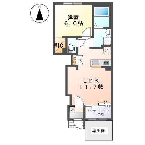 メゾン ヴェルト(1LDK/1階)の間取り写真