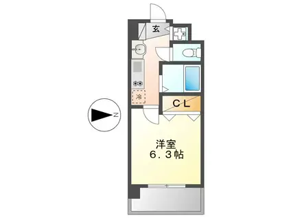 プレサンス名古屋城前ラバンカ(1K/7階)の間取り写真