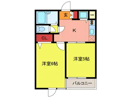 ウィンベルデュエット北坂戸4(2K/4階)の間取り写真