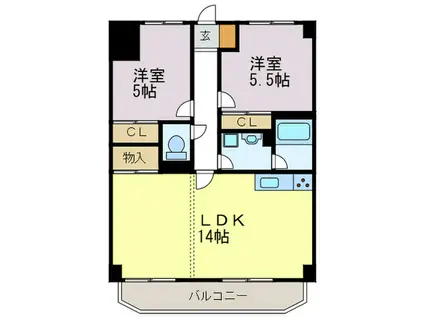 ハーモニーハイツII(2LDK/2階)の間取り写真