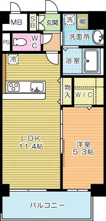 サンビーム三萩野駅前(1LDK/4階)の間取り写真