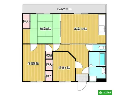 福都ハイツ(3LDK/3階)の間取り写真