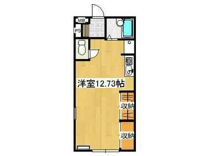 ビッグウエル(ワンルーム/2階)の間取り写真