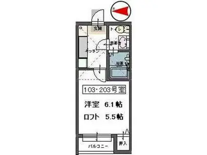 リシュール八乙女(1K/1階)の間取り写真