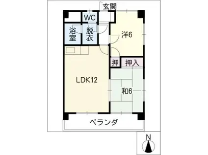 若草ハイツ(2LDK/1階)の間取り写真