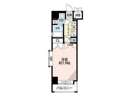 サヴォイステーション(1K/8階)の間取り写真