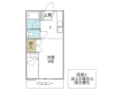 ハイム石川(1K/2階)の間取り写真