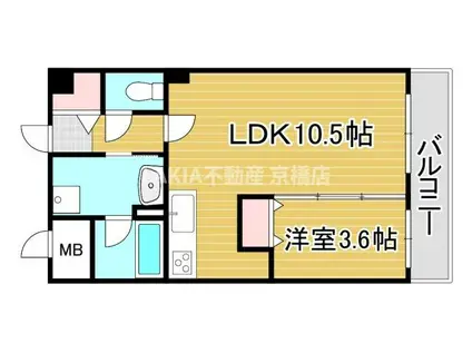 都島レジデンス(1LDK/3階)の間取り写真