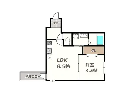 フジパレス幸大(1LDK/3階)の間取り写真