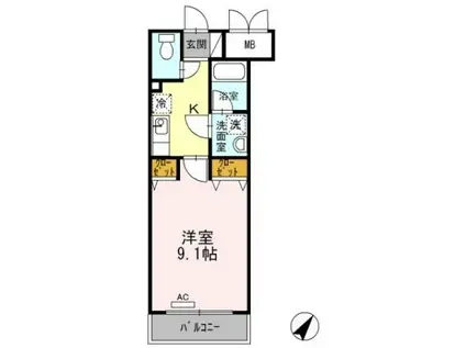 ボナールK I(1K/2階)の間取り写真