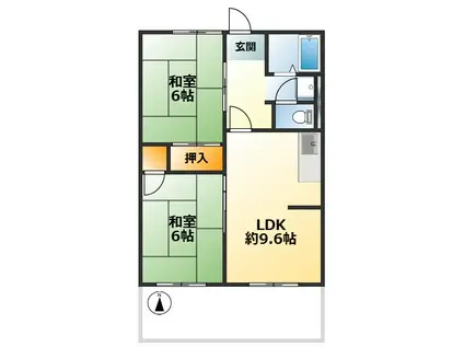 カーサ歌敷(2LDK/2階)の間取り写真