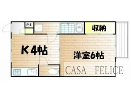 グリーンハウス(1K/2階)の間取り写真