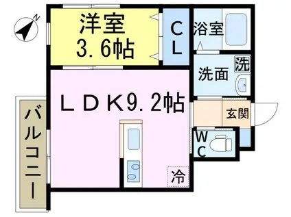 クーデリオン(1LDK/2階)の間取り写真