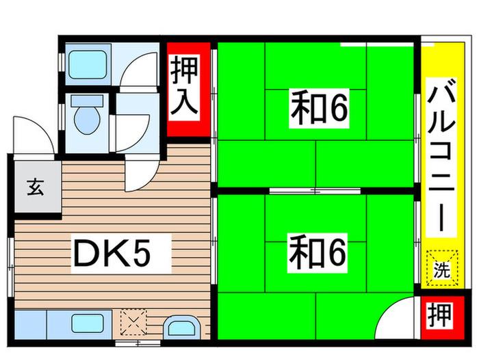 第一石丸ビル(2DK/3階)の間取り写真