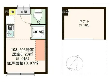 アイビーメドウ千川(ワンルーム/2階)の間取り写真