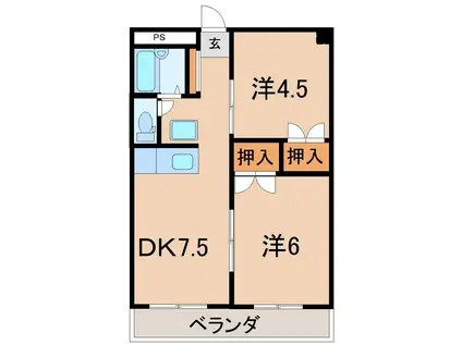 メゾン信夫ヶ丘(2DK/4階)の間取り写真