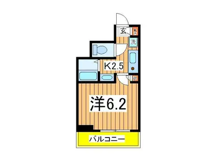 ヴランドール柏中央(1K/6階)の間取り写真