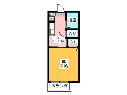 クレアールF(1K/1階)の間取り写真
