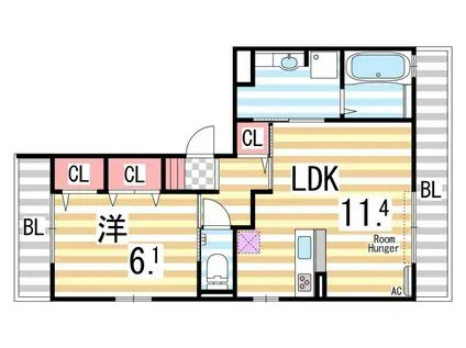 ダイヤモンドディールーム(1LDK/2階)の間取り写真