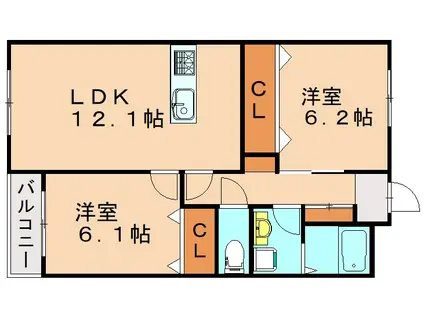ヴァリオヴランカ(2LDK/2階)の間取り写真